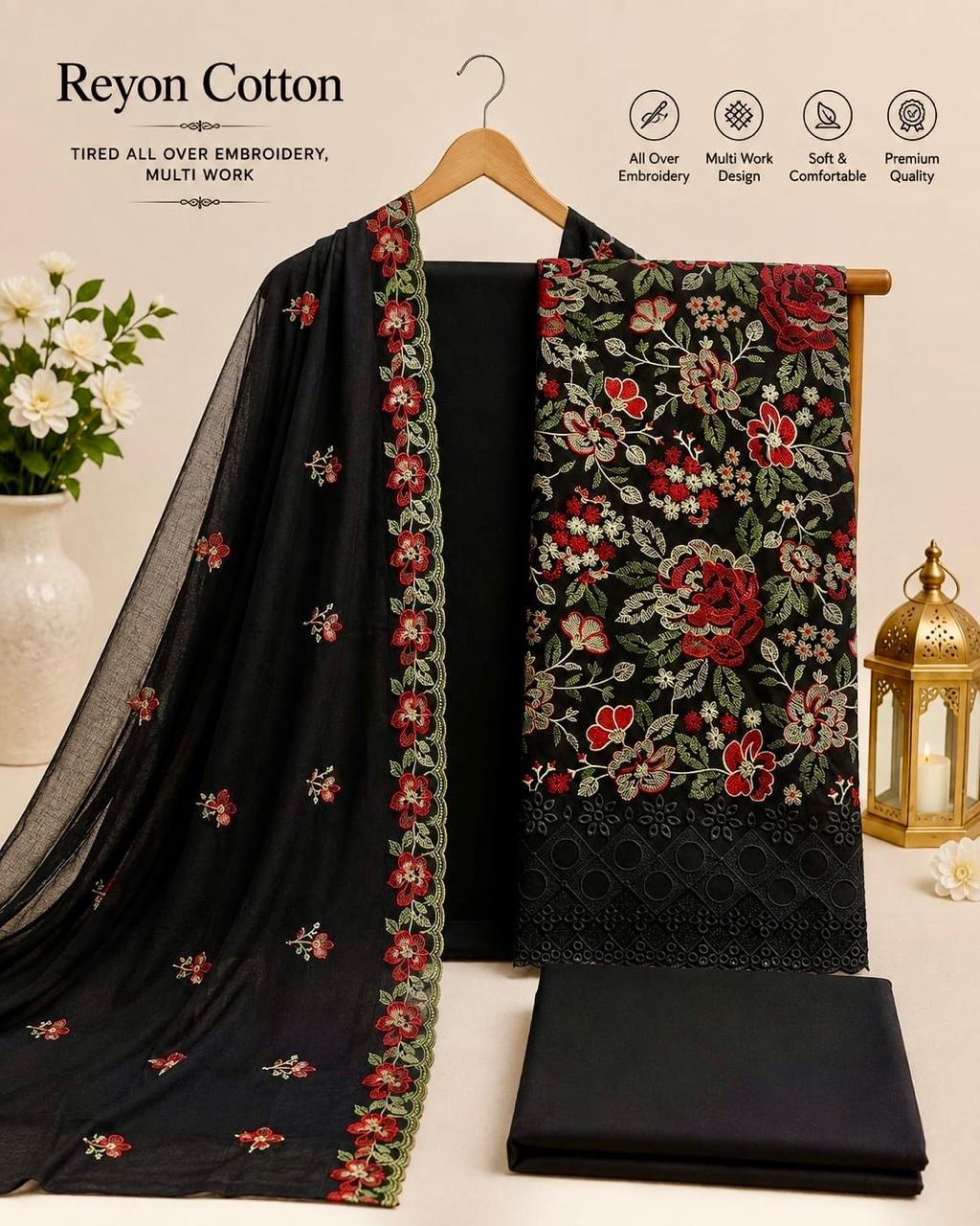 Pure reyon Cotton Fabric Designer Pc💜
