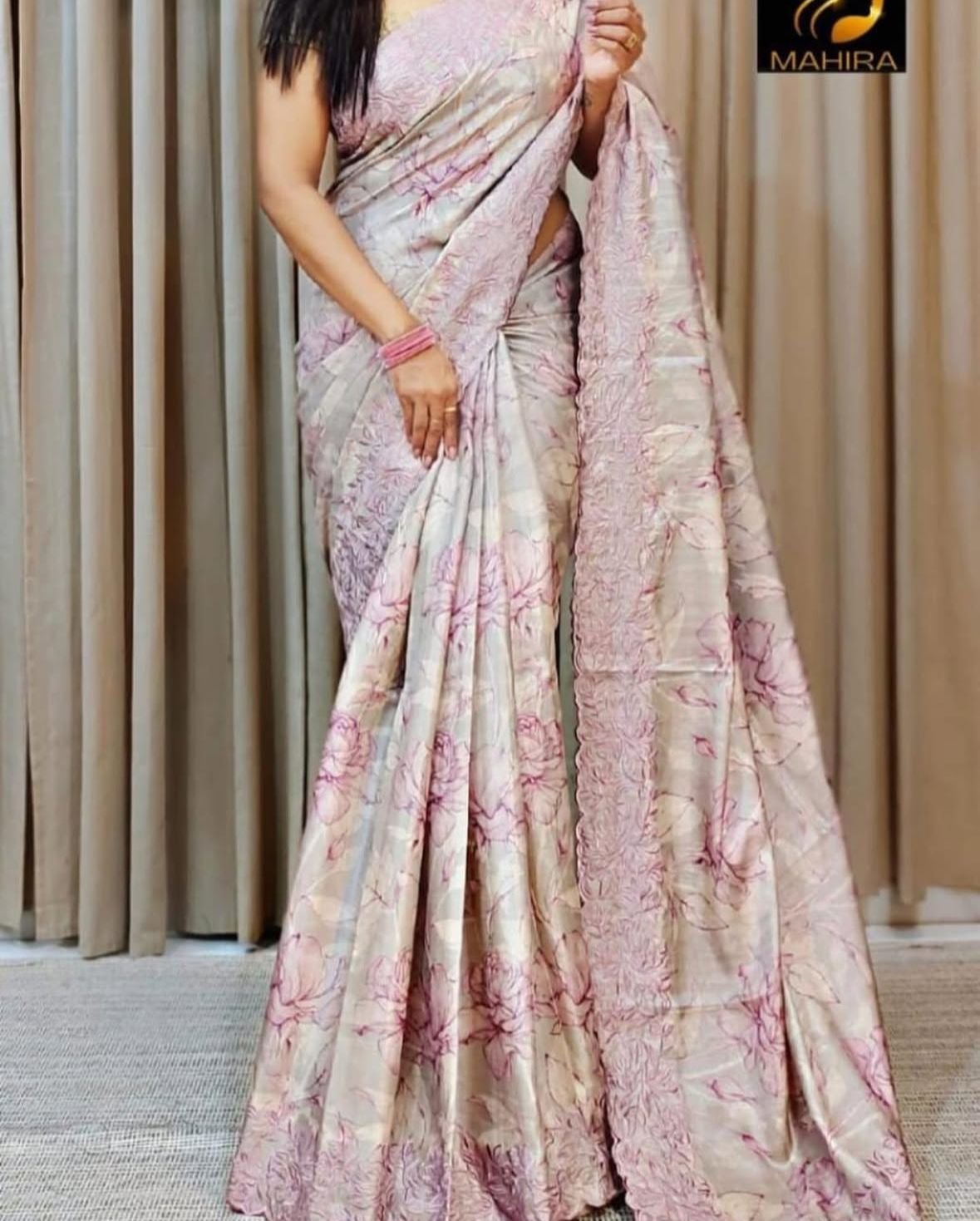 Beautiful pure tussar silk sarees with floral design and kutcha lines  along with self embroidery fl
